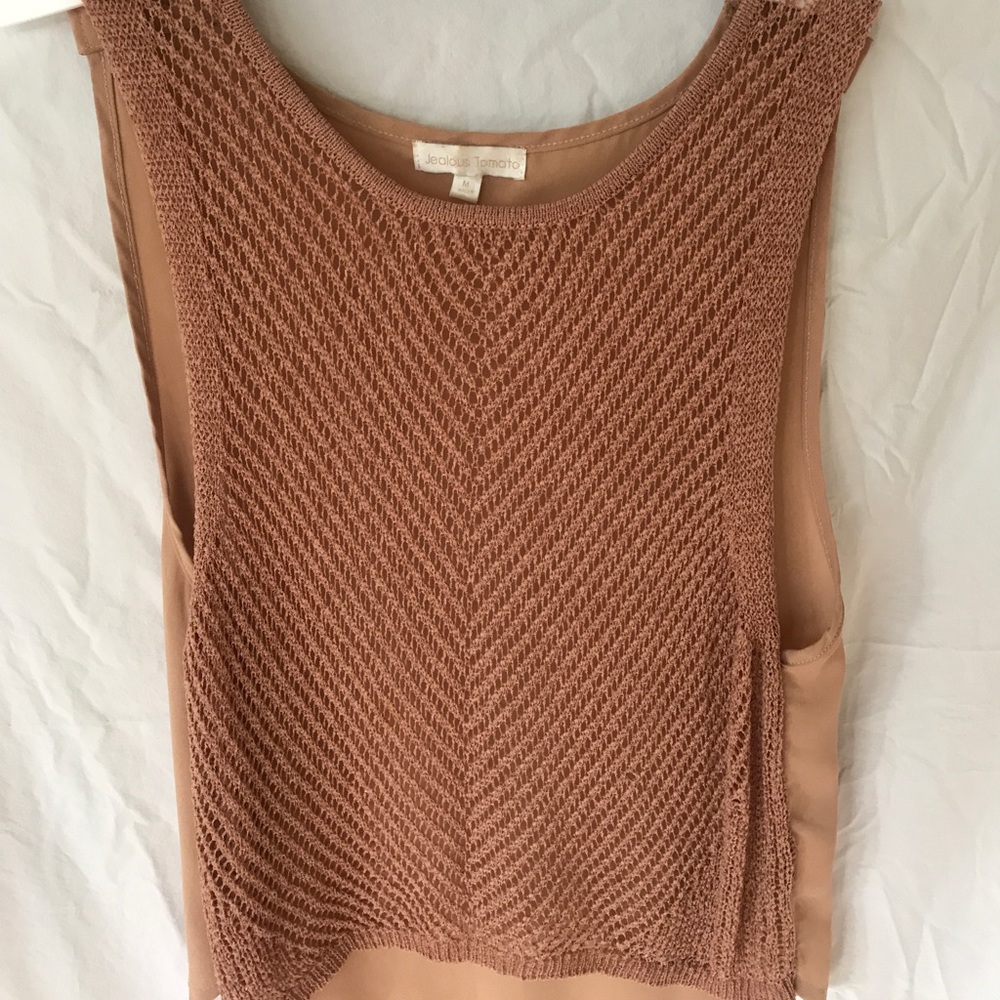Tan mesh tank top